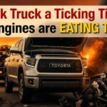 A Toyota Tundra towing a Lexus LX, both smoking on the side of the road due to the Toyota Tundra engine recall caused by machining debris